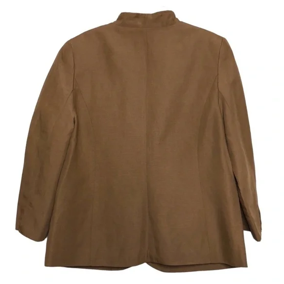 NEW KAREN SCOTT Petites Linen & Cotton Mocha Brown Button Front Blazer Size 10P - Picture 3 of 9